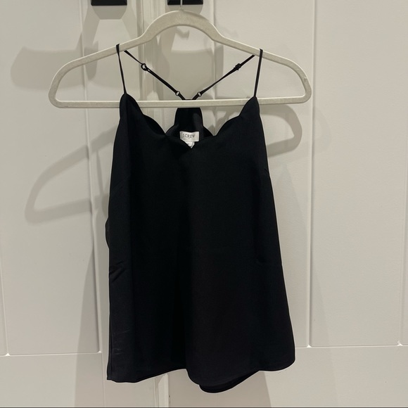 J.Crew Black Scalloped Silk Carrie Camisole (00) - Picture 4 of 9